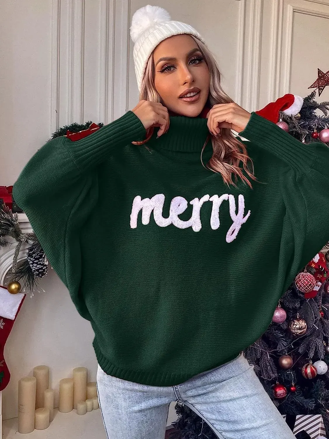 Merry Spirit Turtleneck Oversized Knit Sweater