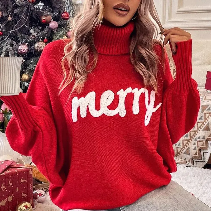 Merry Spirit Turtleneck Oversized Knit Sweater