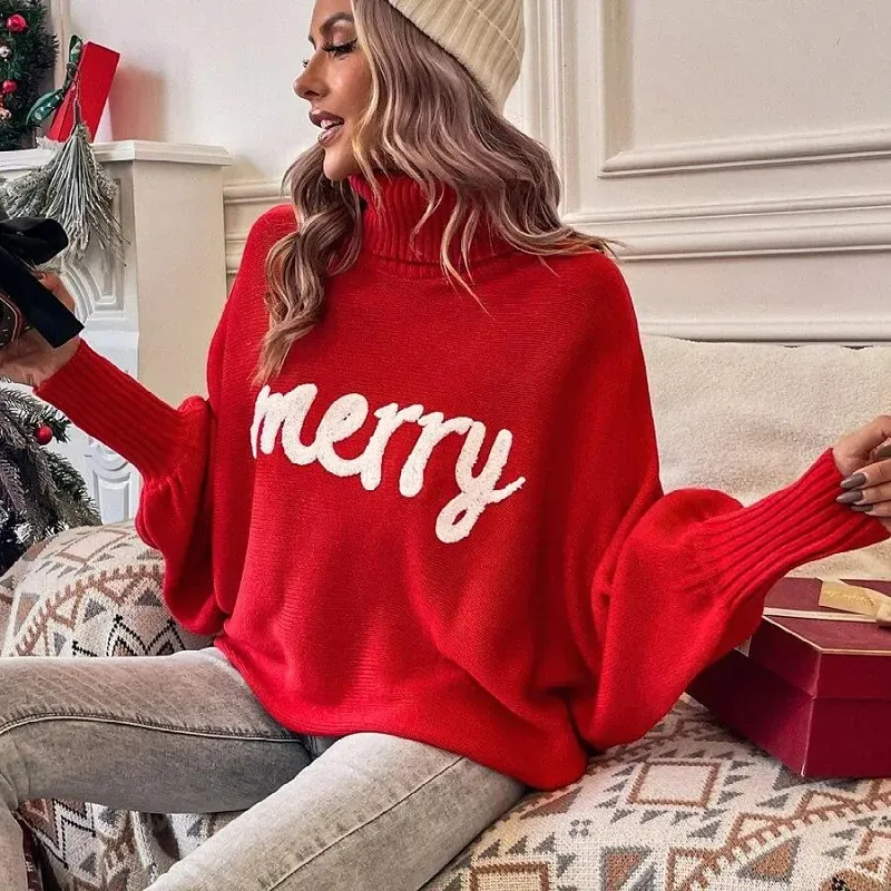 Merry Spirit Turtleneck Oversized Knit Sweater