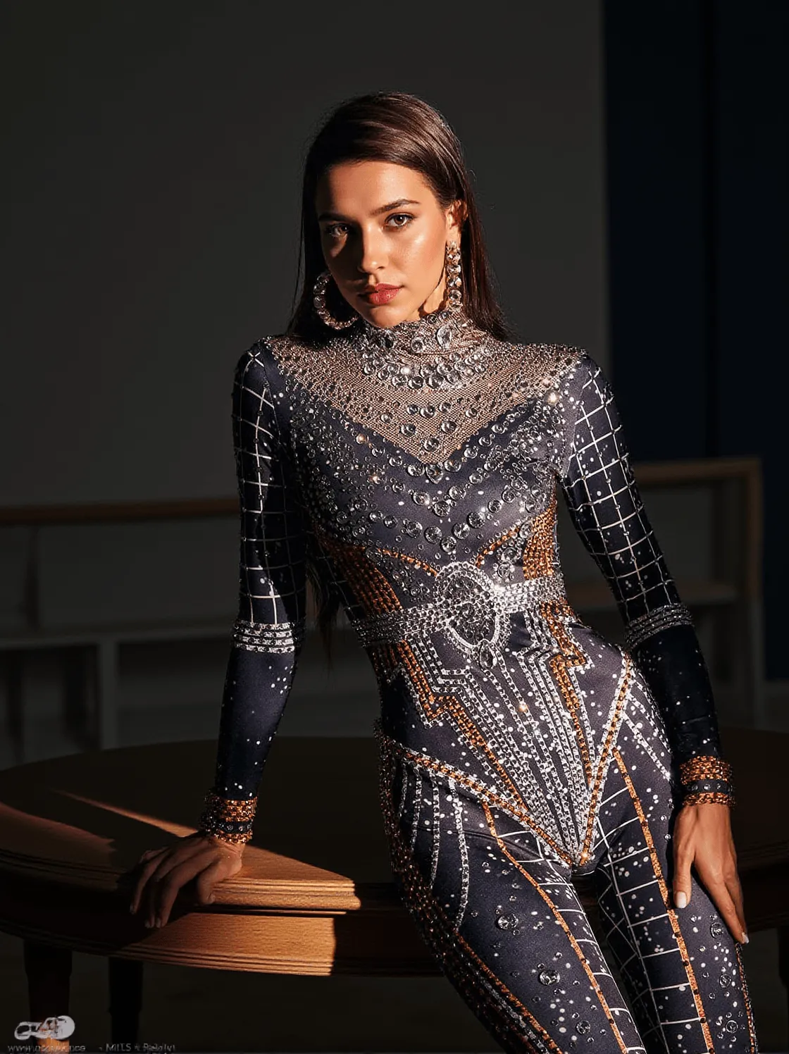 Micaela Printed Rhinestone Jumpsuit