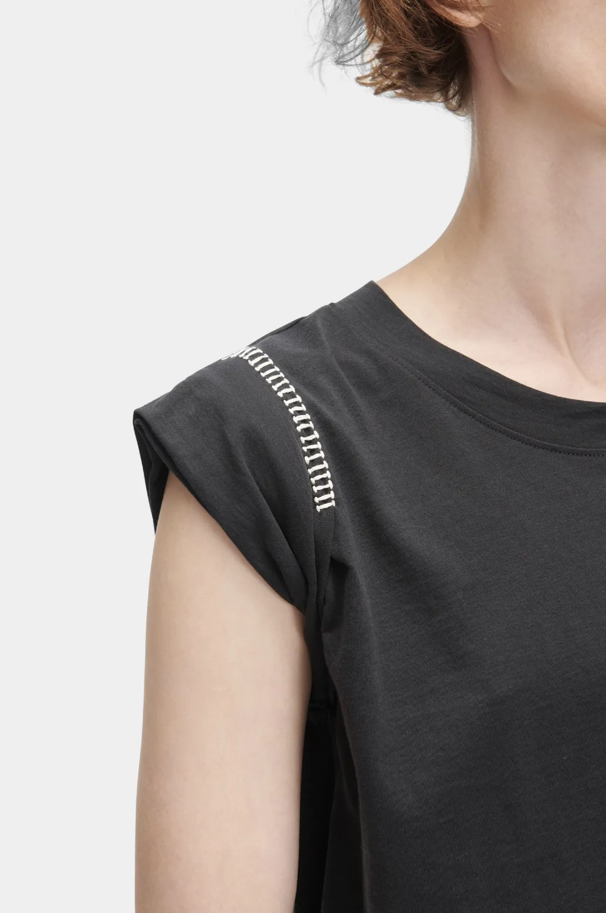 Miles Tee in Black Crochet Jersey