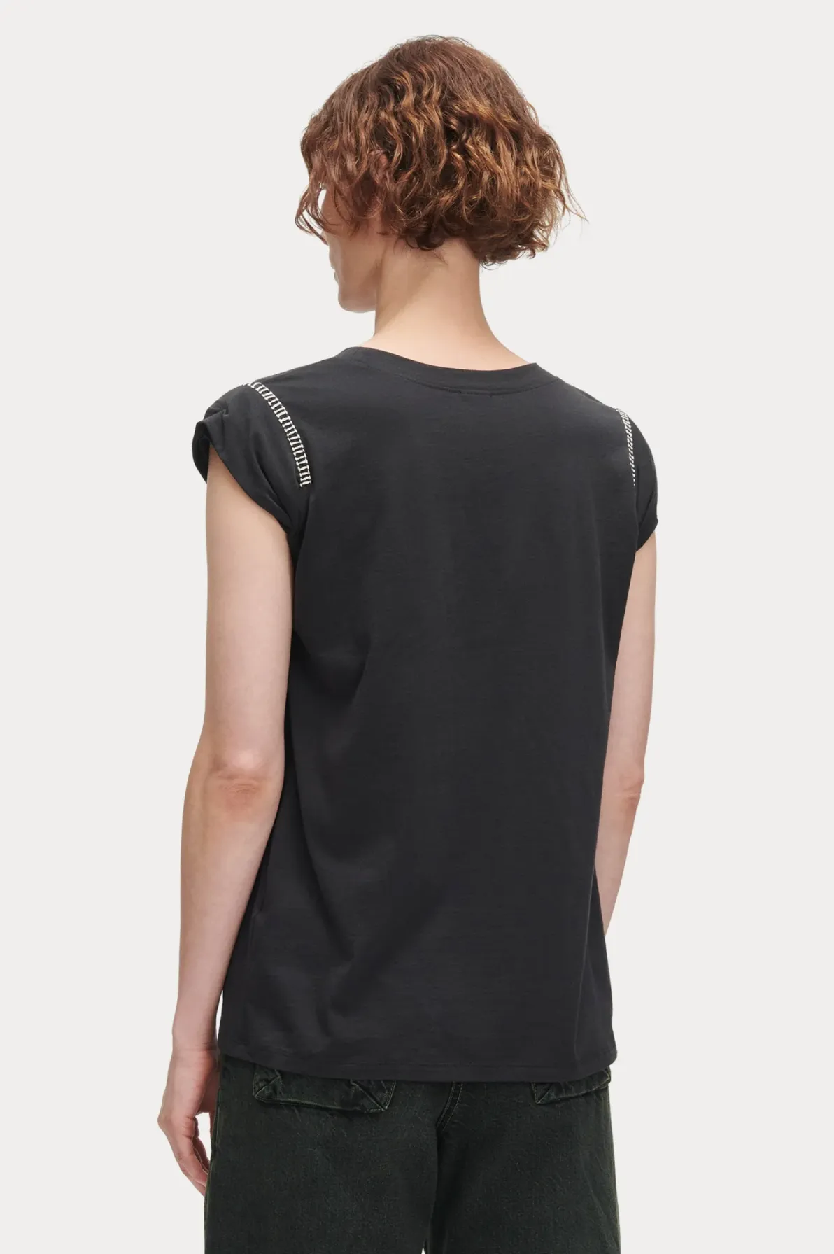 Miles Tee in Black Crochet Jersey