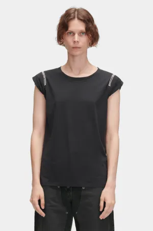 Miles Tee in Black Crochet Jersey