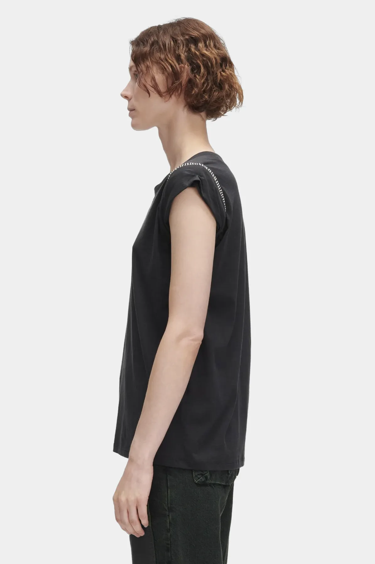 Miles Tee in Black Crochet Jersey