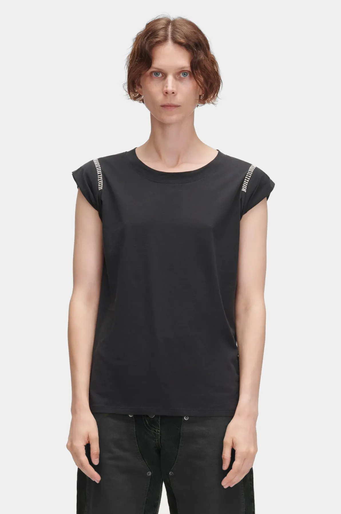 Miles Tee in Black Crochet Jersey