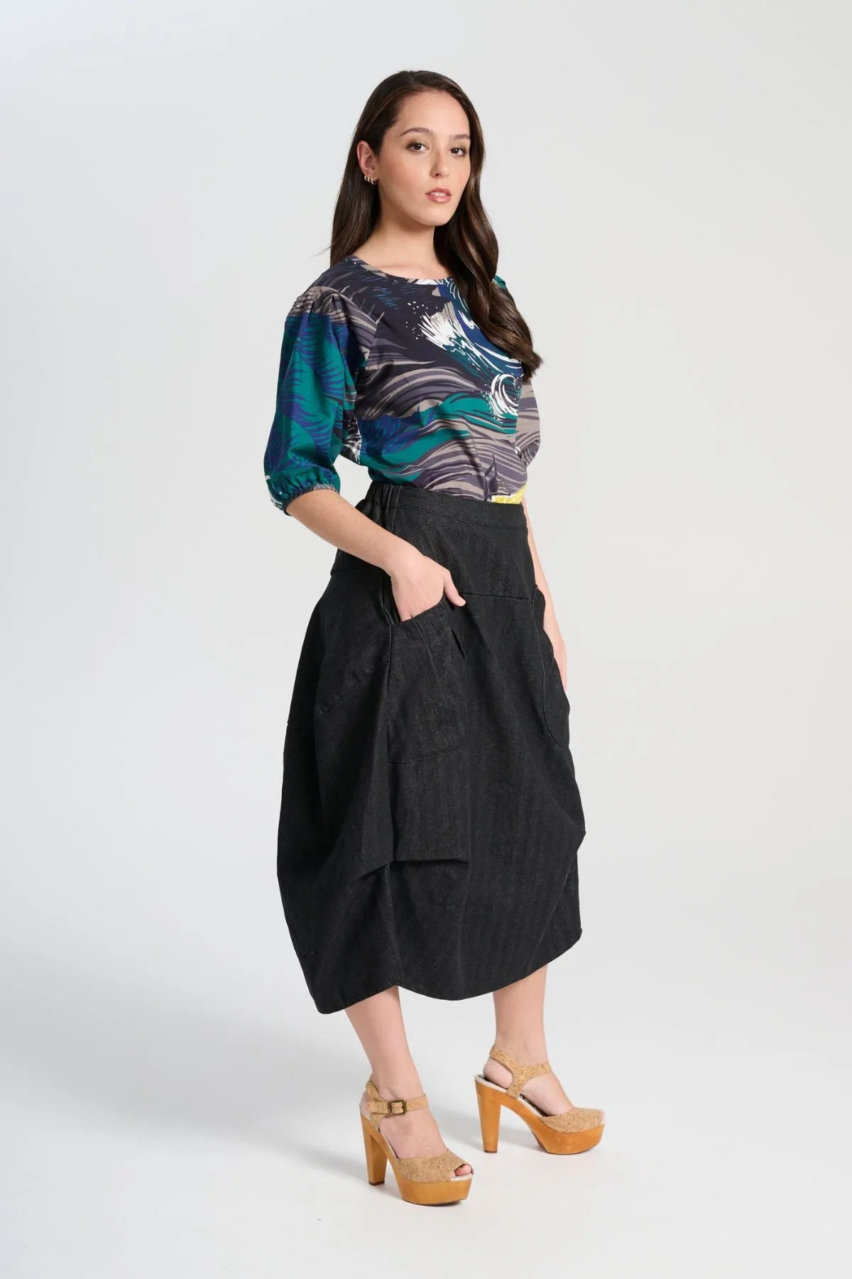 Milwaukee Harper Skirt Black Wash in Denim