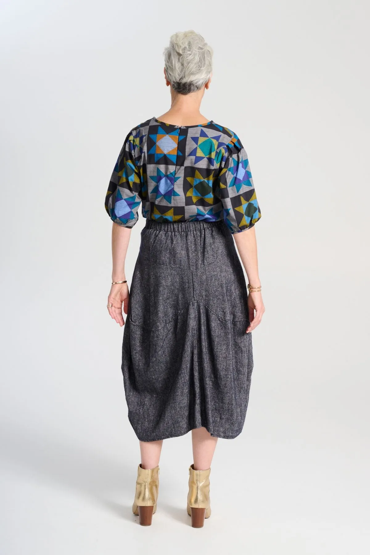Milwaukee Haven Skirt Navy in Wool/Linen
