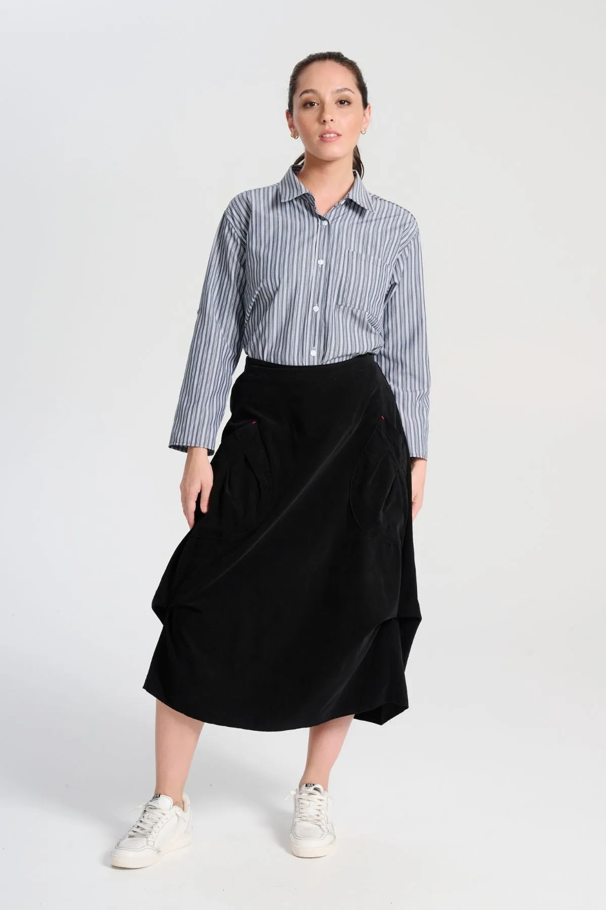 Milwaukee Marlowe Skirt Black in Fine Cord | Pre-Order (L-2XL)