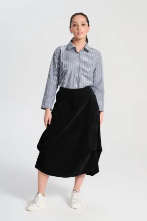 Milwaukee Marlowe Skirt Black in Fine Cord | Pre-Order (L-2XL)