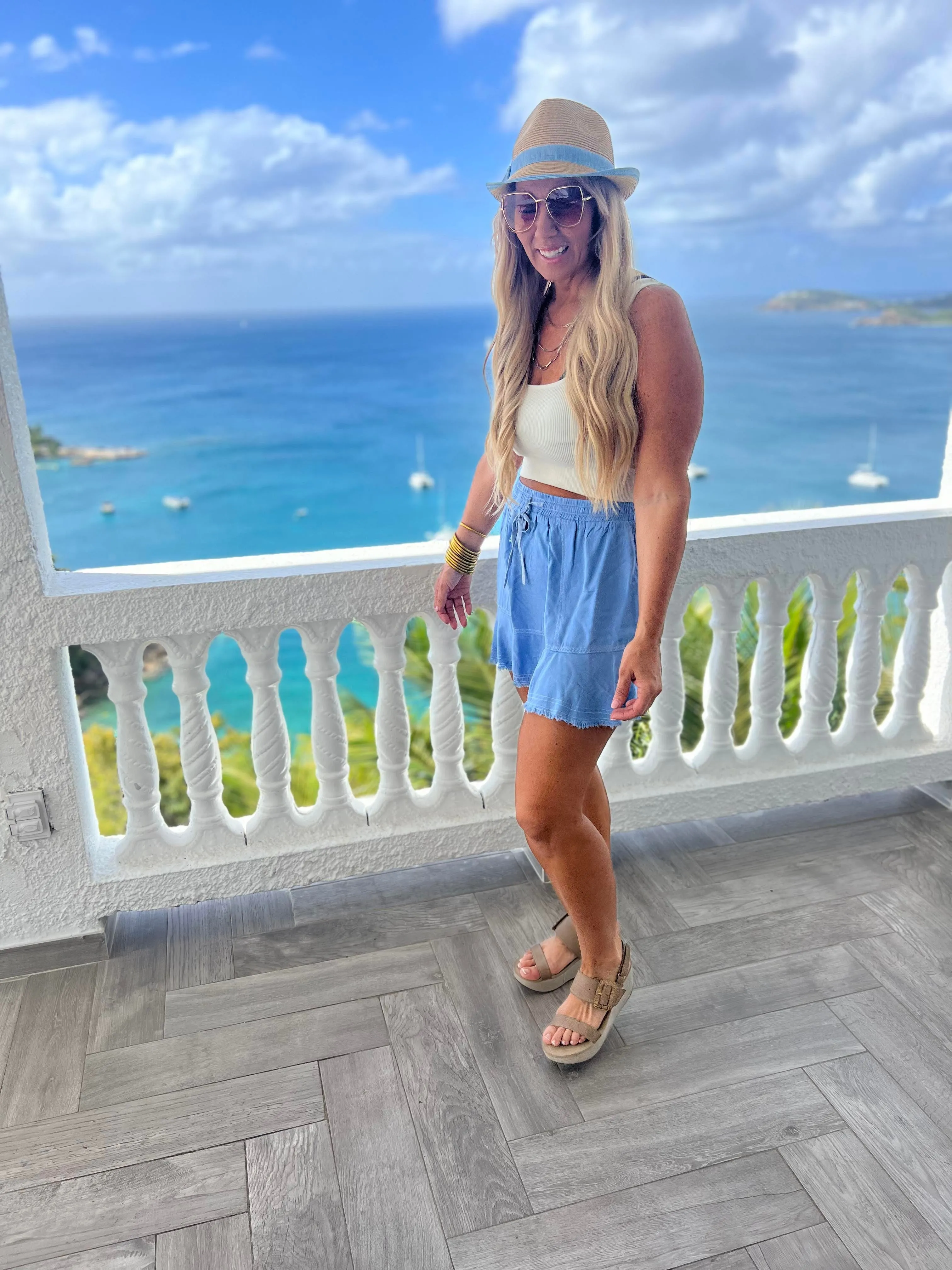 MINERAL WASHED DRAWSTRING POCKET MINI SKIRT - Final Sale