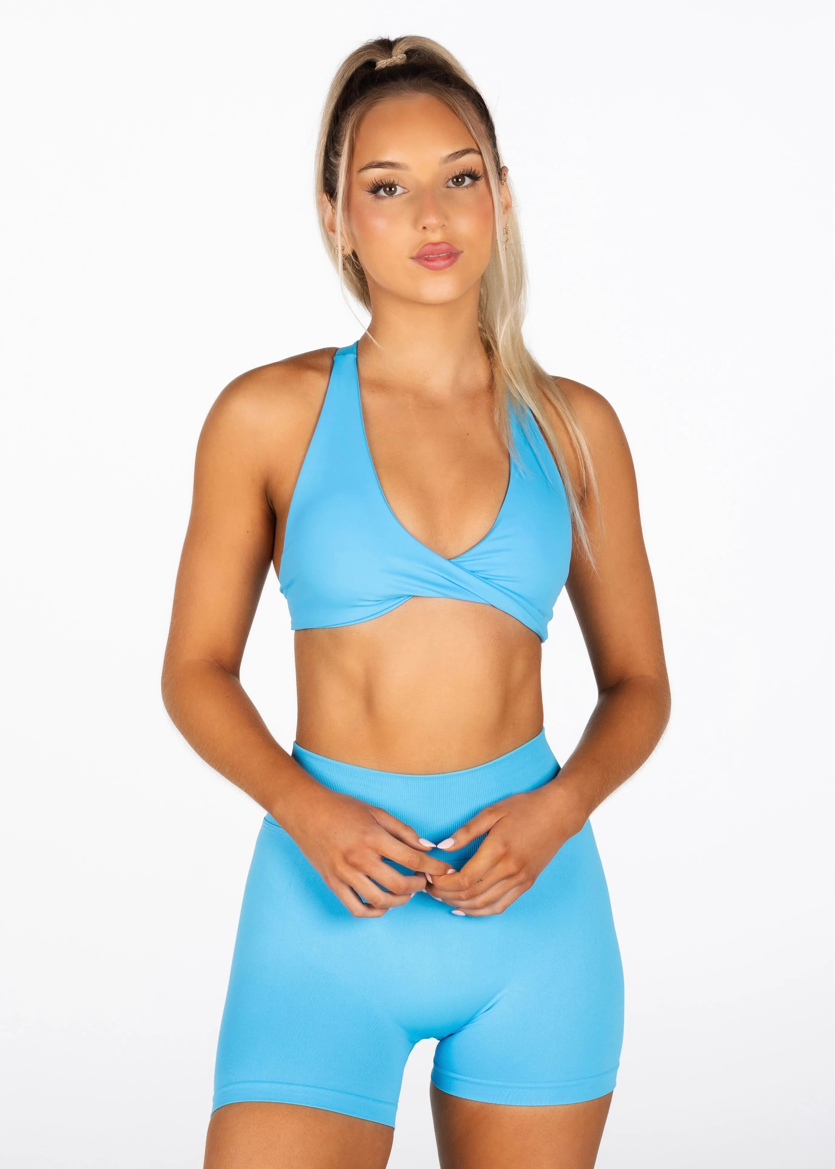 Mini Signature Scrunch Shorts - Aqua Blue