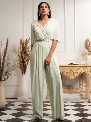 Mint Green Draped Jumpsuit