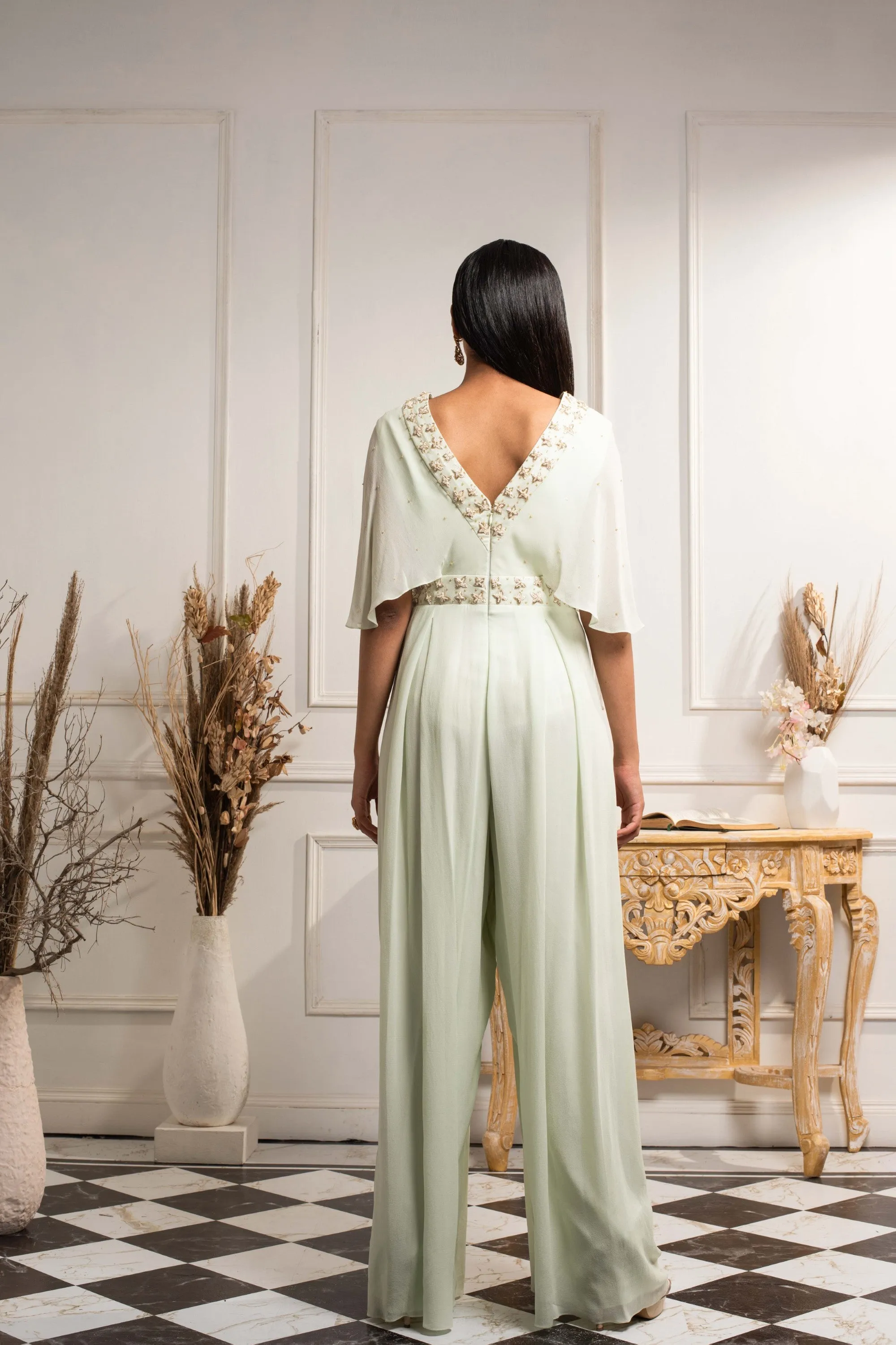Mint Green Draped Jumpsuit