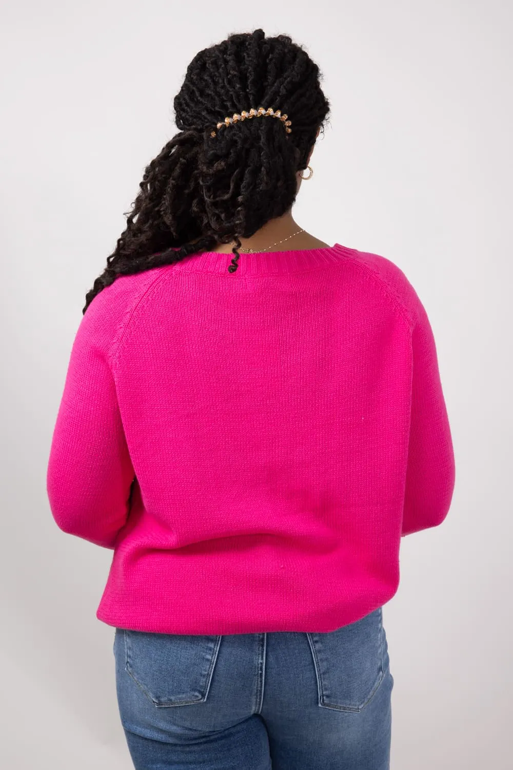 Miracle Textured Heart Sweater for Women in Hot Pink/Red | M9147-HPINKRED
