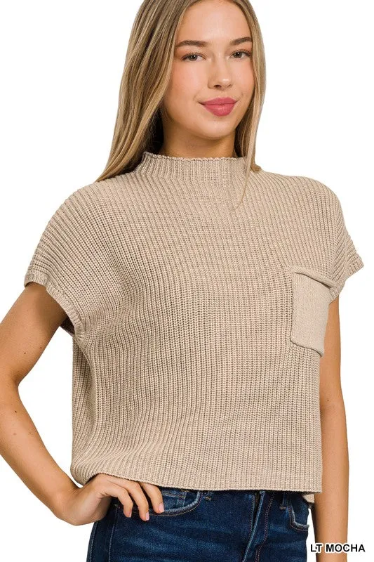 MOCK NECK CROPPED SWEATER