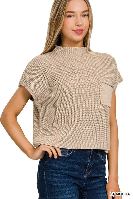 MOCK NECK CROPPED SWEATER
