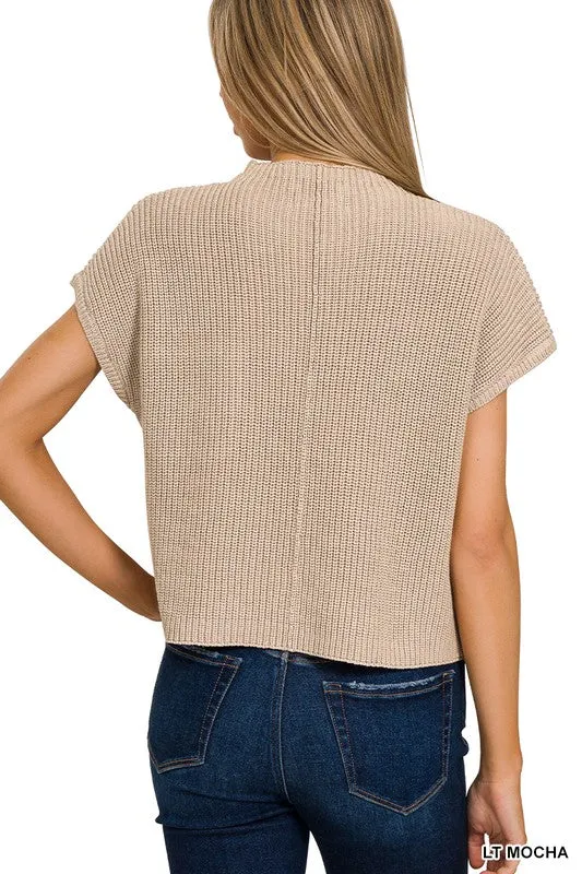 MOCK NECK CROPPED SWEATER