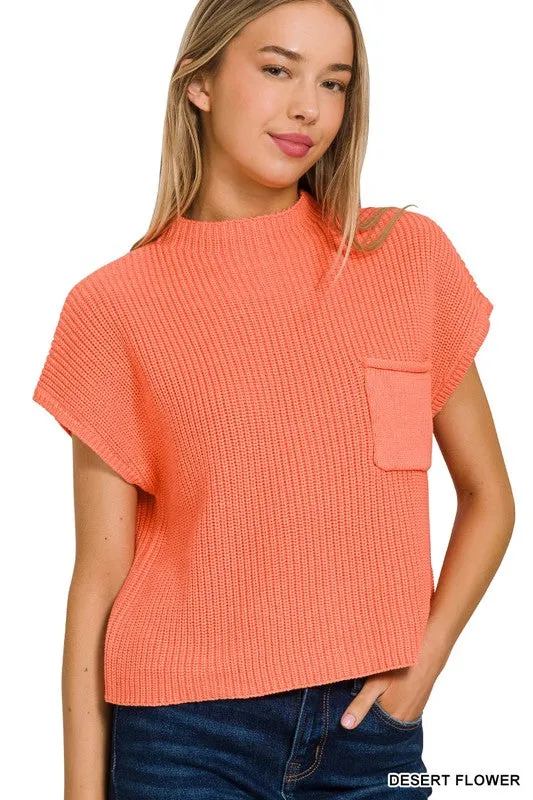 MOCK NECK CROPPED SWEATER
