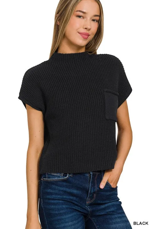 MOCK NECK CROPPED SWEATER
