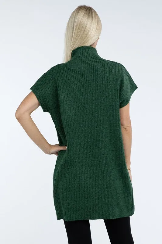Mock Neck Short Sleeve Sweater Dress with Pocket – Cozy Meets Chic