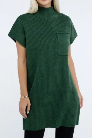 Mock Neck Short Sleeve Sweater Dress with Pocket – Cozy Meets Chic