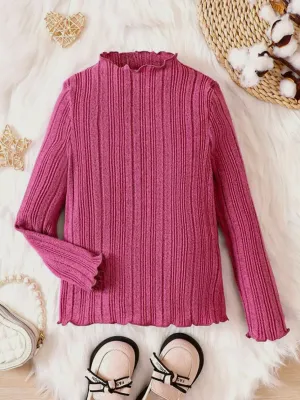 Mock Neck Top Kids: Magenta