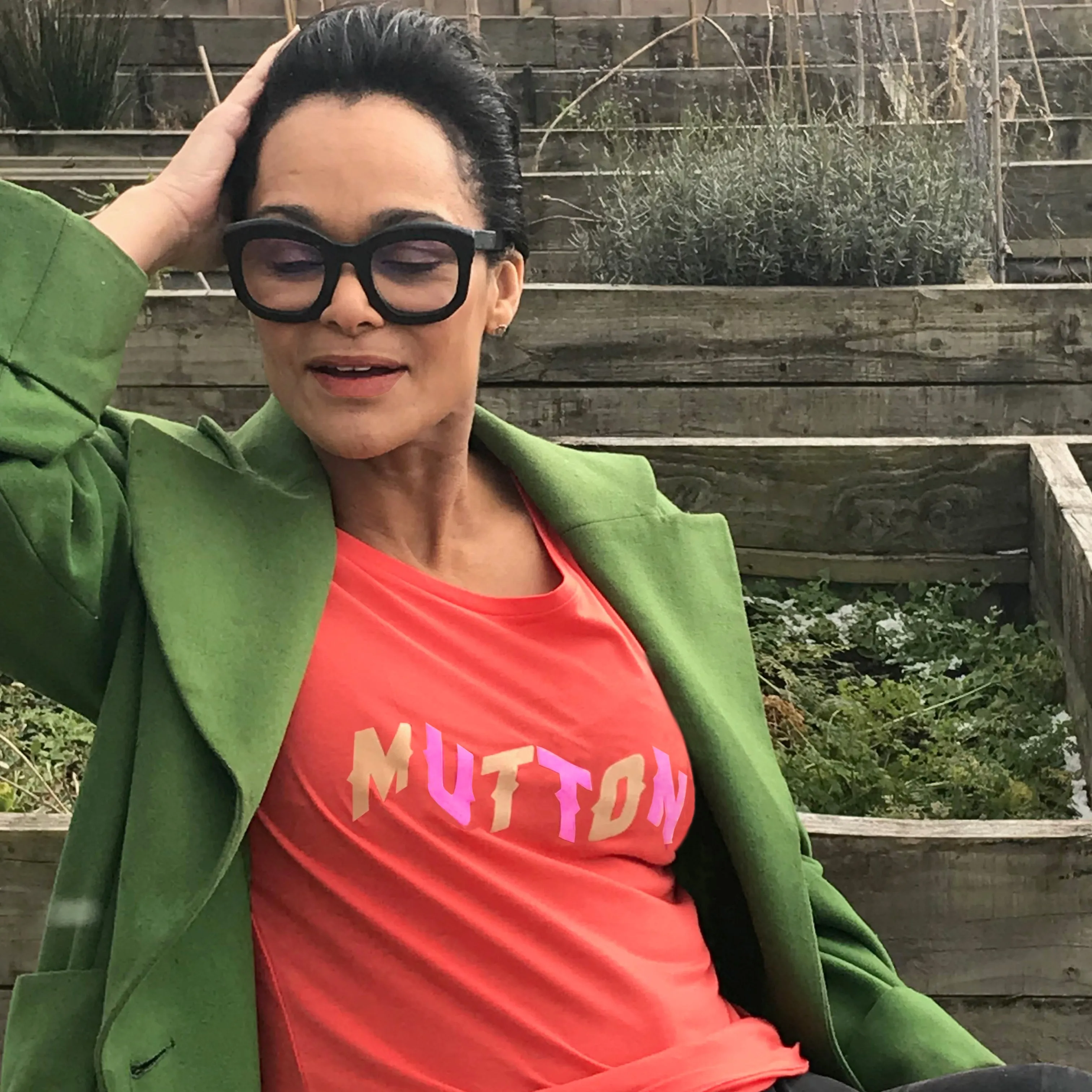 Mutton slogan ladies t shirt for splendid older women