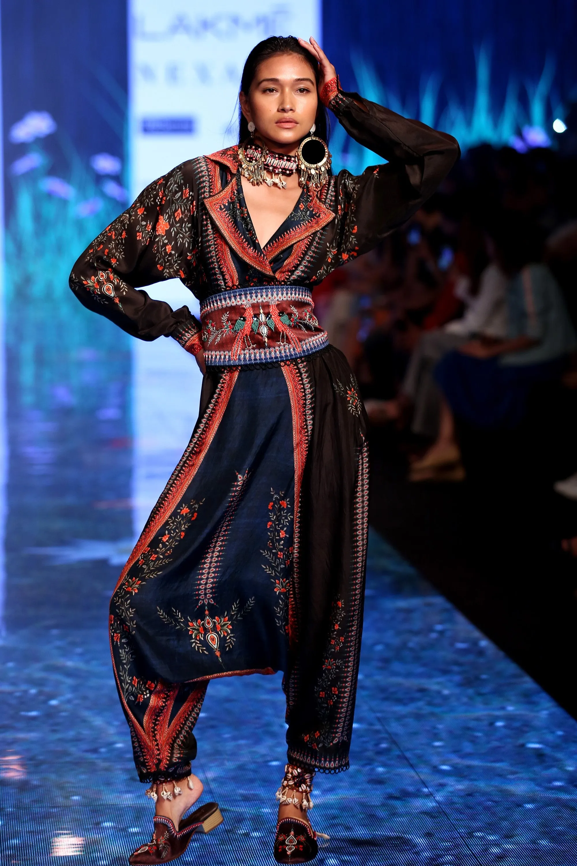 Navy Black Silk Jumpsuit