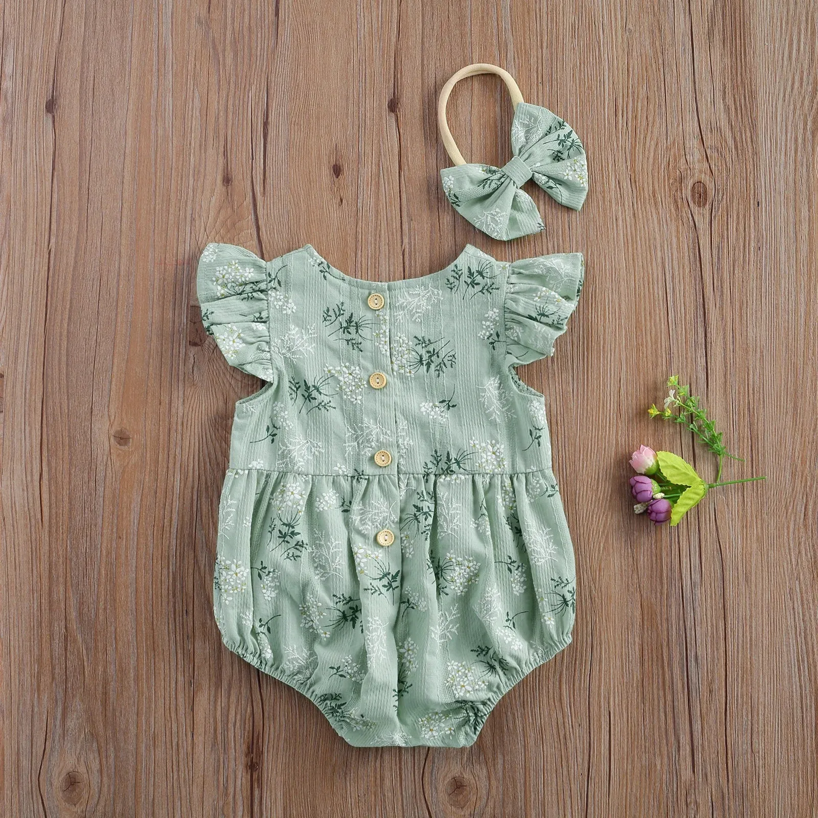 Newborn Girl Print Jumpsuits Outfit