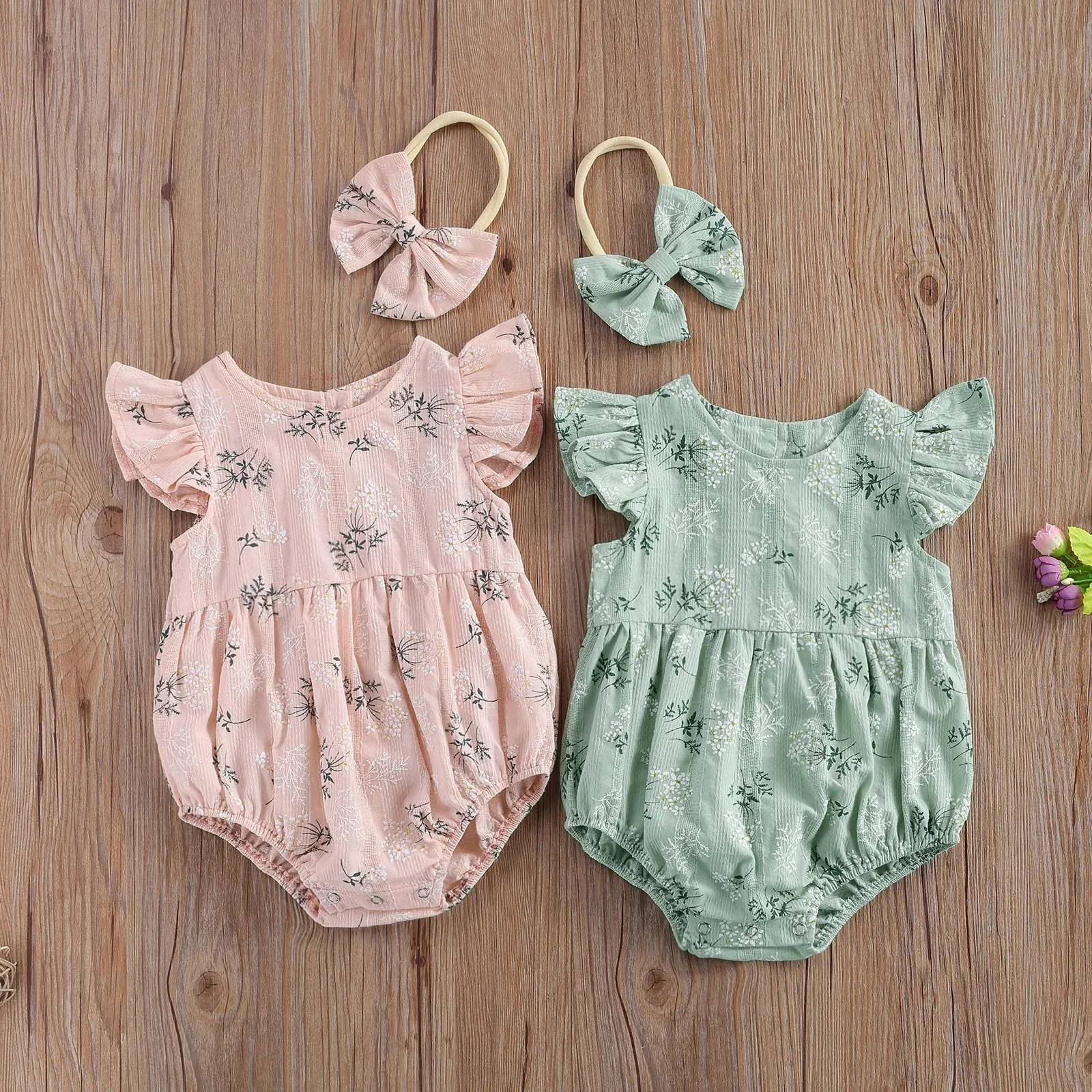 Newborn Girl Print Jumpsuits Outfit