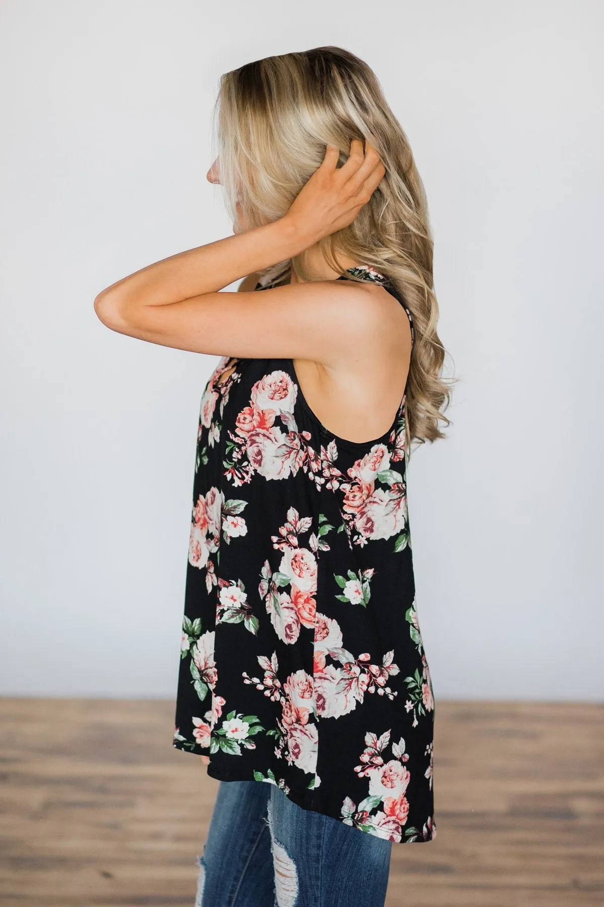 No Better Time Black Floral Tank Top