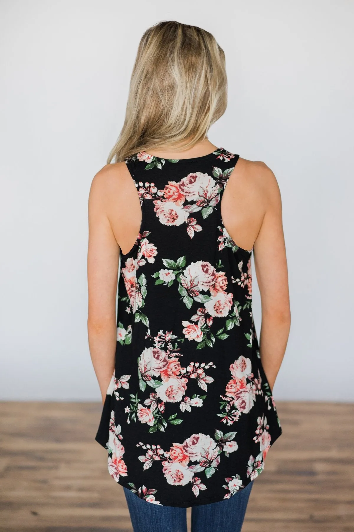 No Better Time Black Floral Tank Top