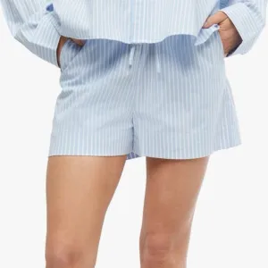 NWT WeWoreWhat Stripe tie waist stretch cotton shorts in classic blue size med