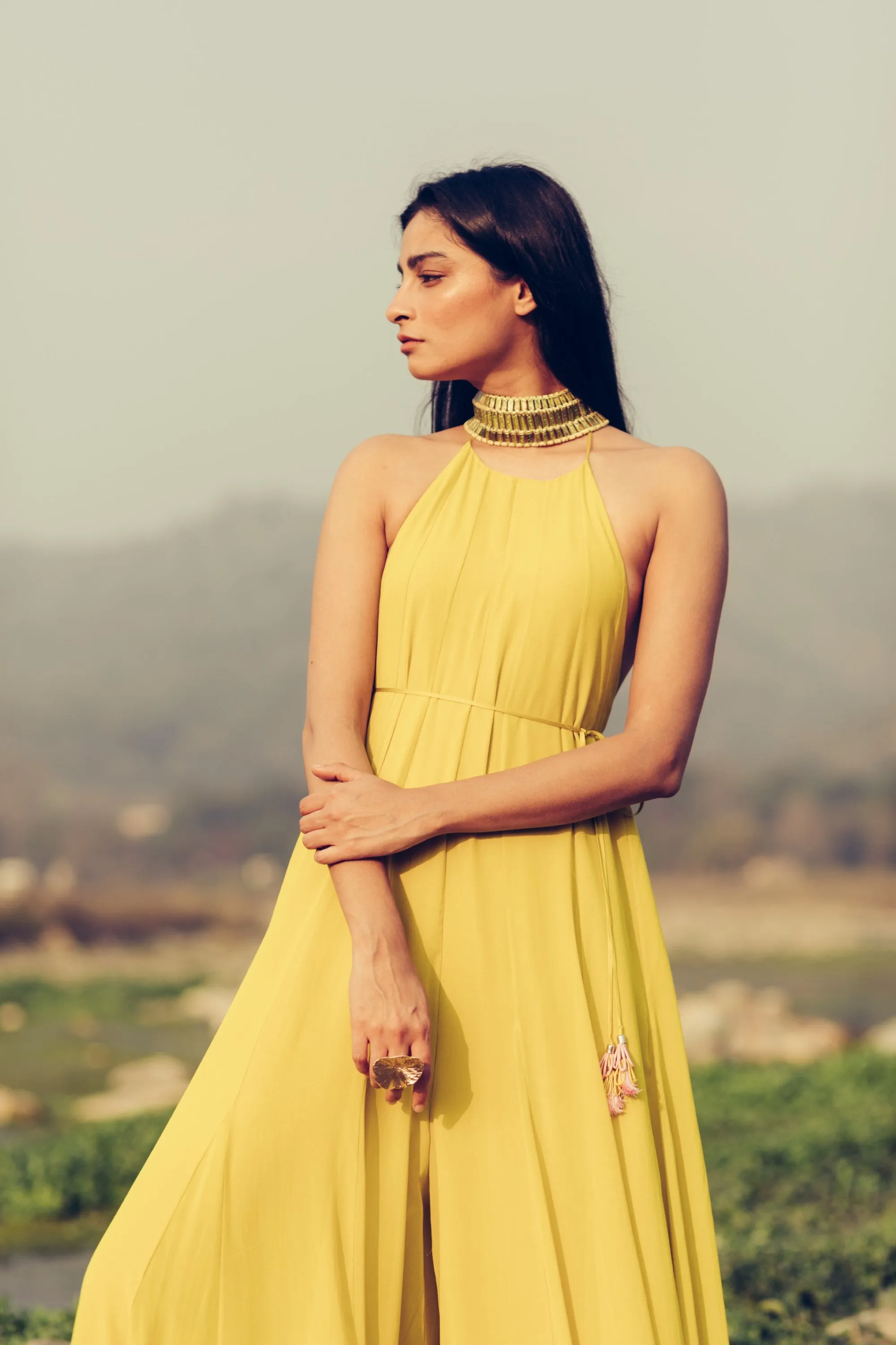 Olive Green & Gulabi Jumpsuit With Cape