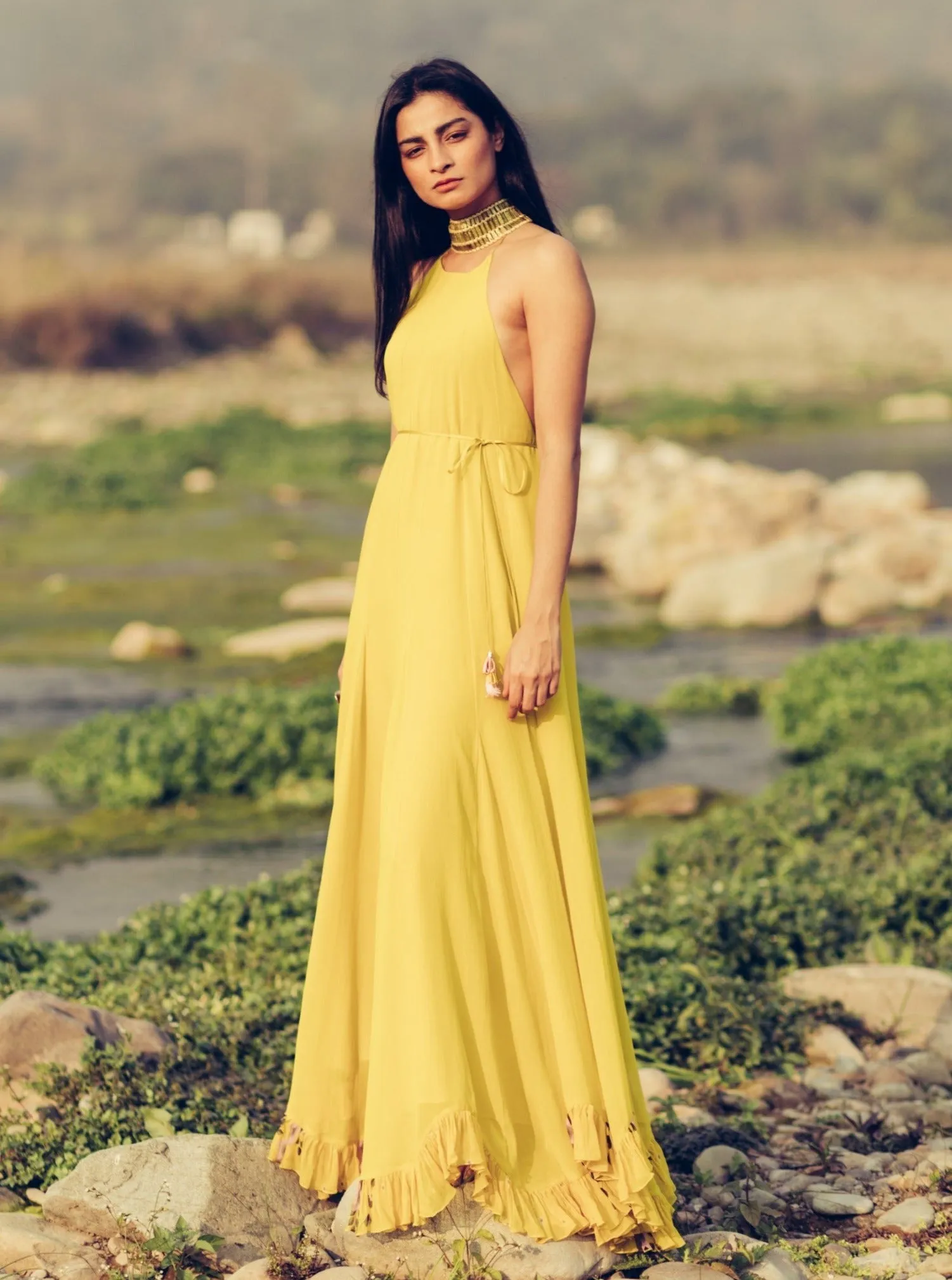 Olive Green & Gulabi Jumpsuit With Cape