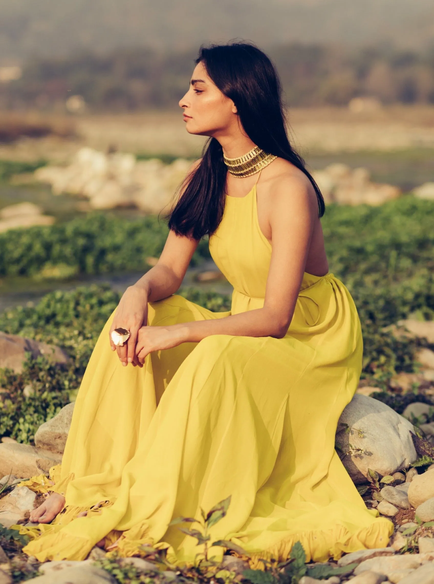 Olive Green & Gulabi Jumpsuit With Cape