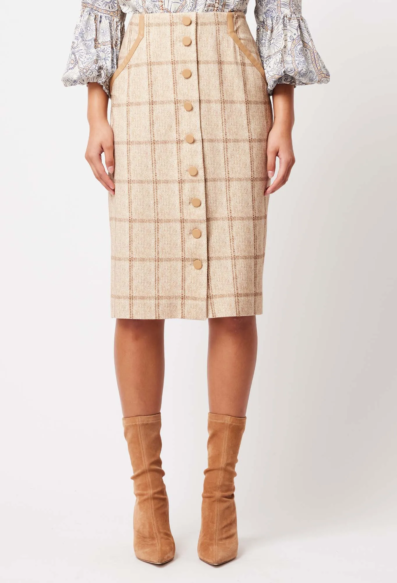 OnceWas II Eddie Ponte Skirt - Oatmeal