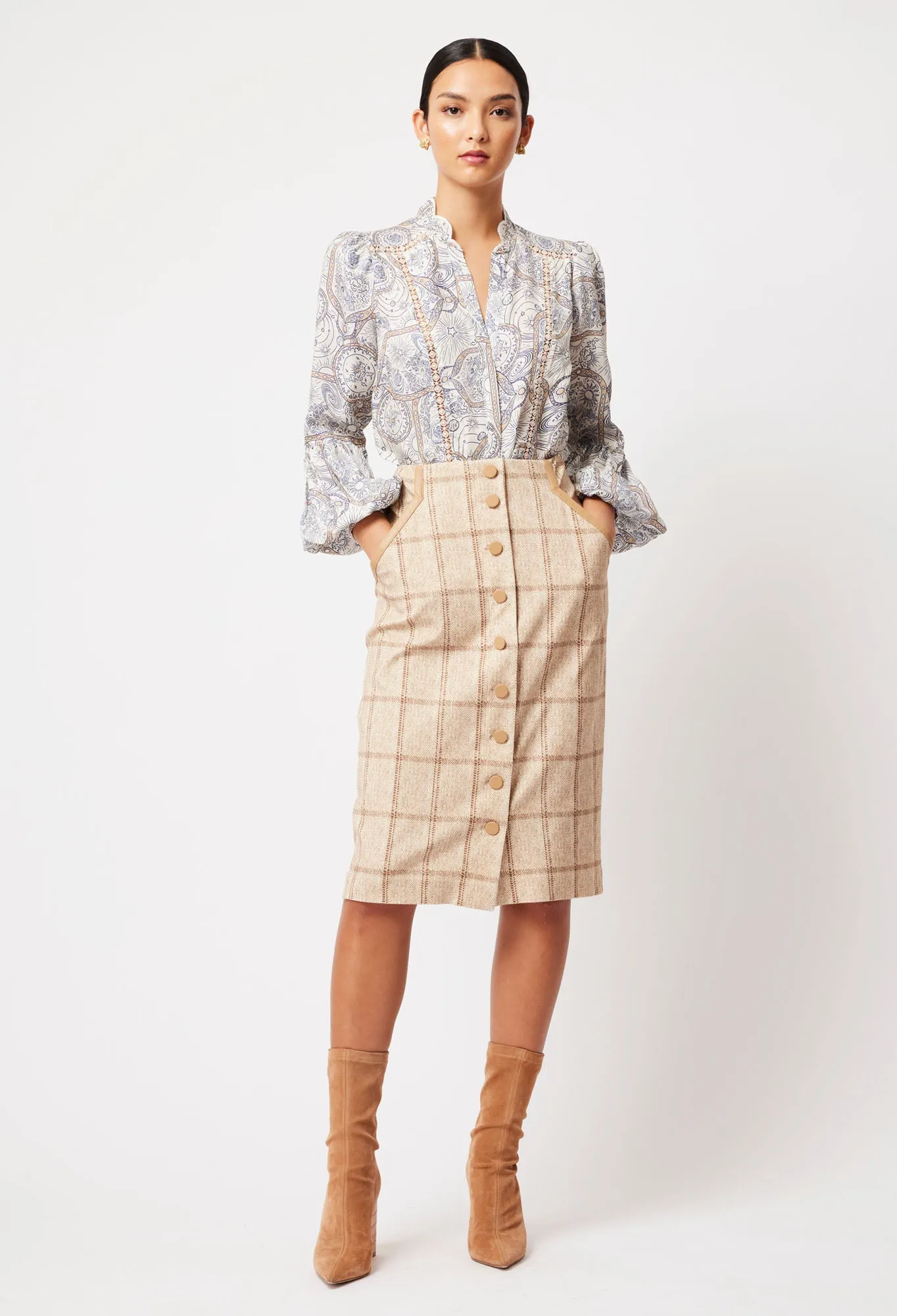 OnceWas II Eddie Ponte Skirt - Oatmeal