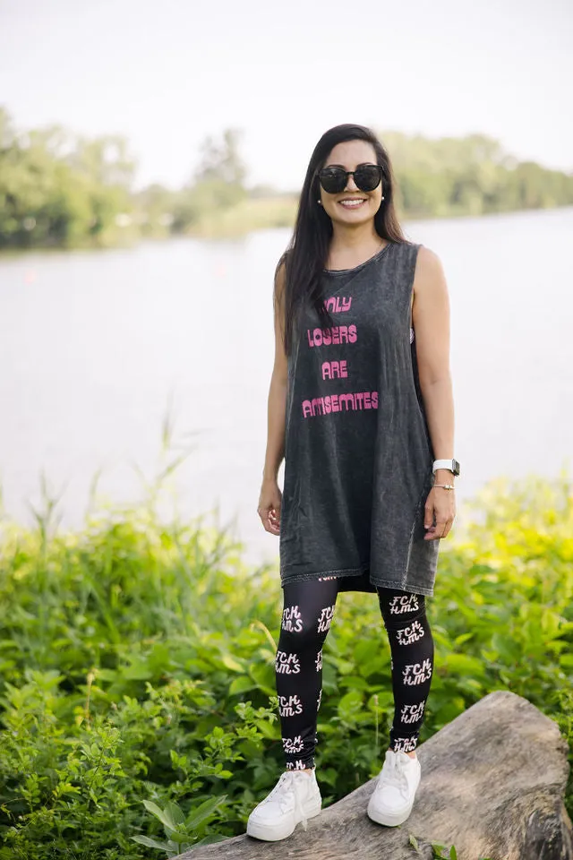 Only Losers Are Antisemites Pink Retro Unisex Stonewash Tank Top