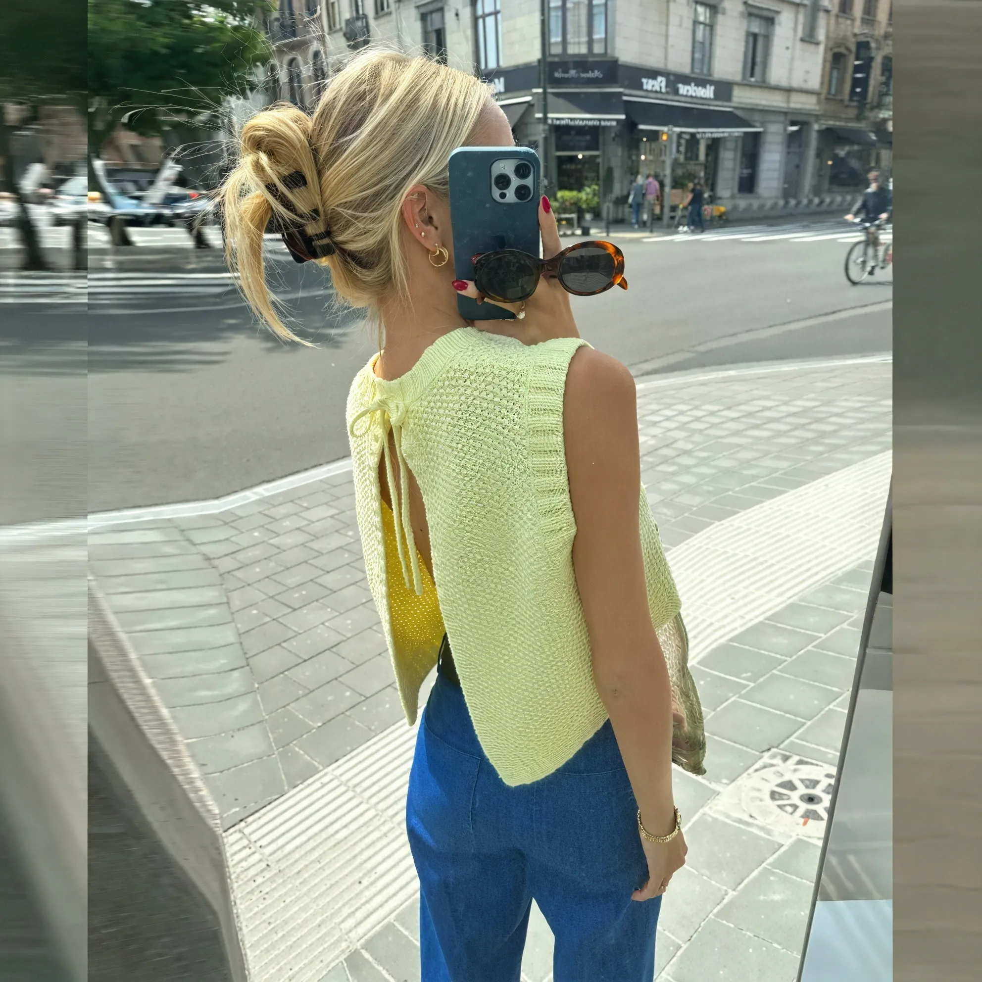 Open-Back Knit Top with Tie Detail