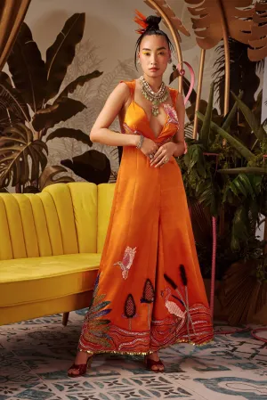 Orange Silk Jumpsuit