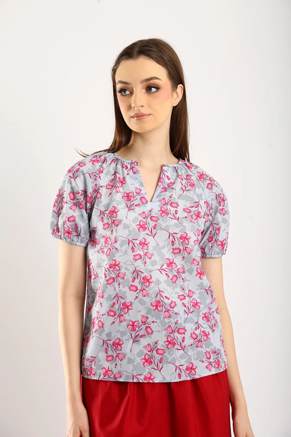 Orelia Top in Blossom Cool Grey