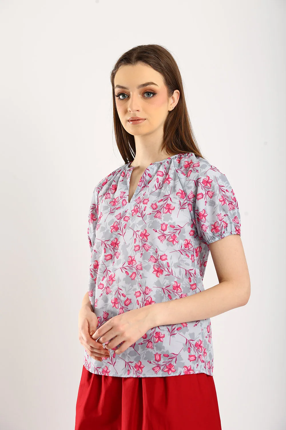 Orelia Top in Blossom Cool Grey