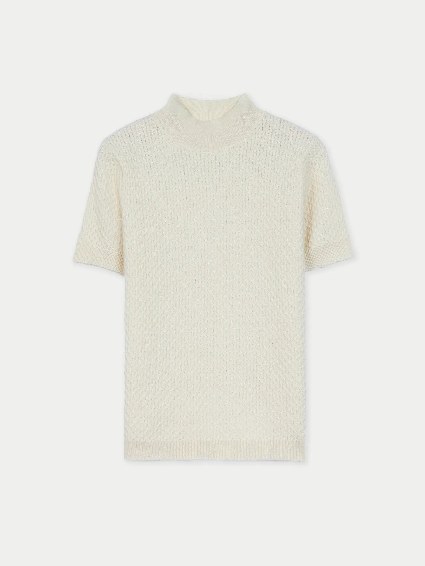 Organic Colour Short-Sleeve Textured Cashmere Top