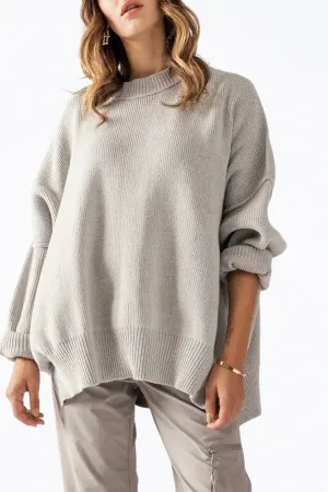 OVERSIZED COTTON-BLEND RIBBED-KNIT SWEATER
