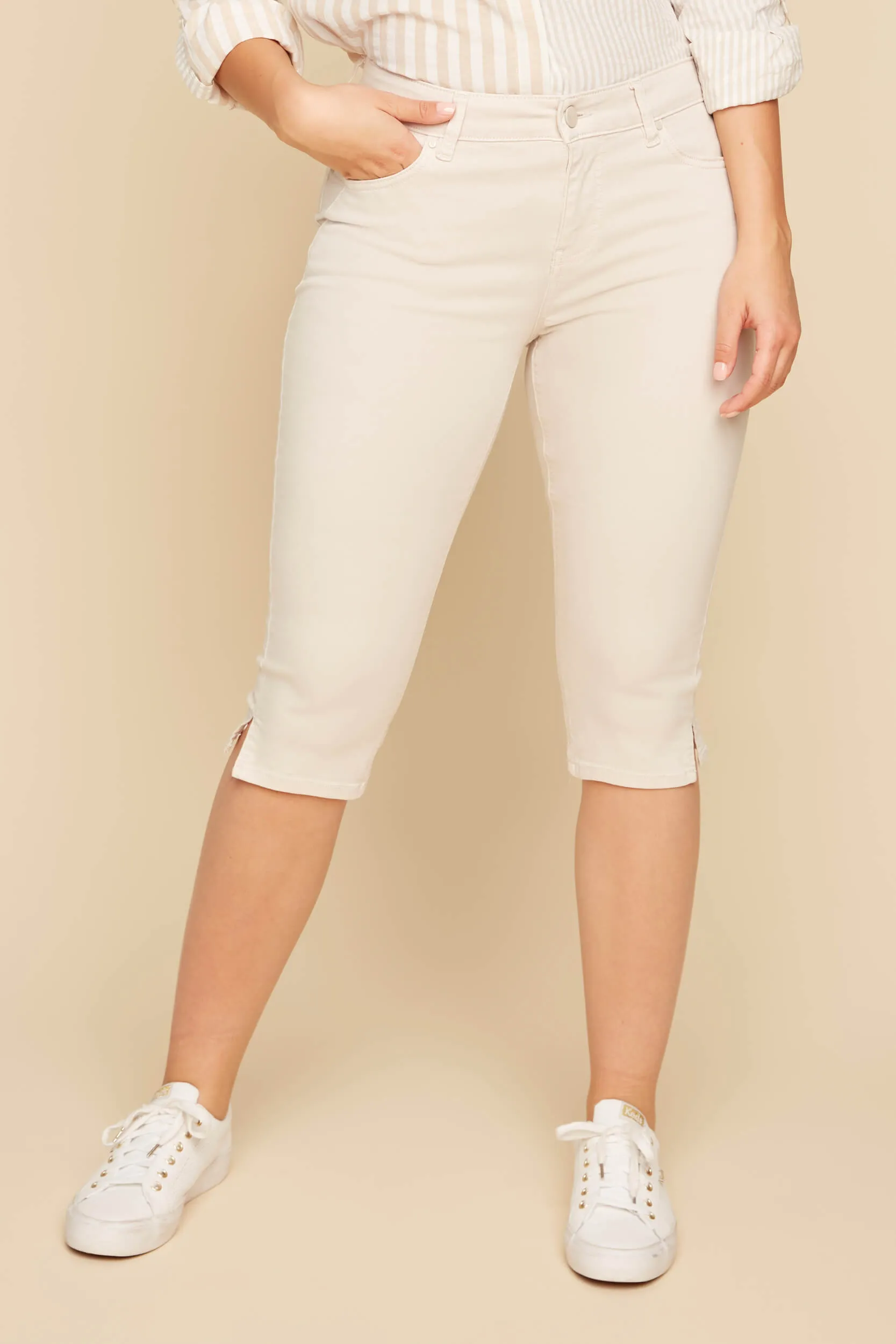 Oyster Beige Lux Tencel Premium Twill Pedal Pusher