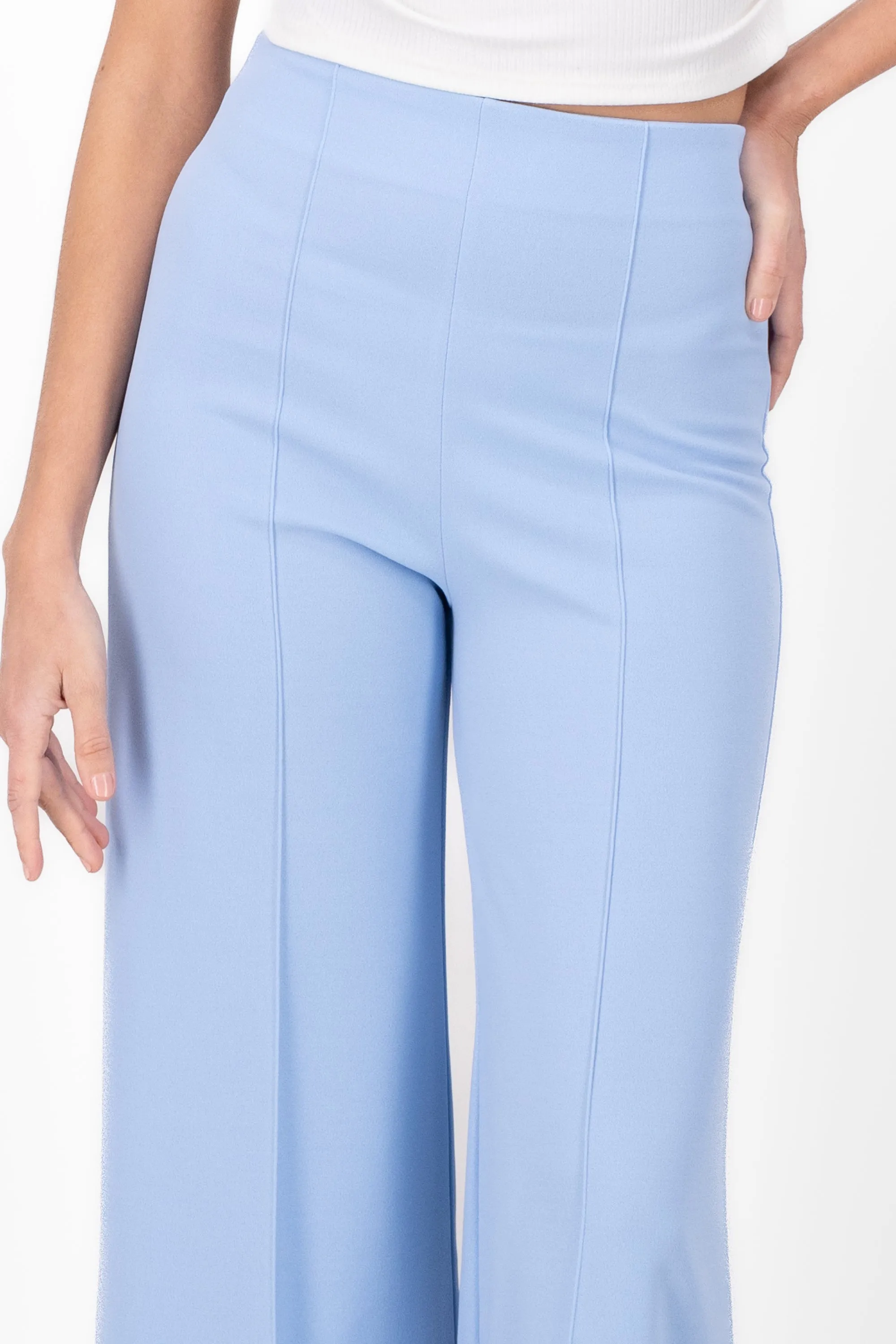 Pantalón Wide Leg Cintura Alta Costuras