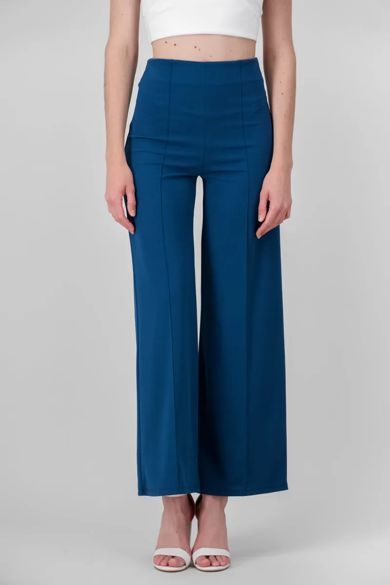 Pantalón Wide Leg Cintura Alta Costuras