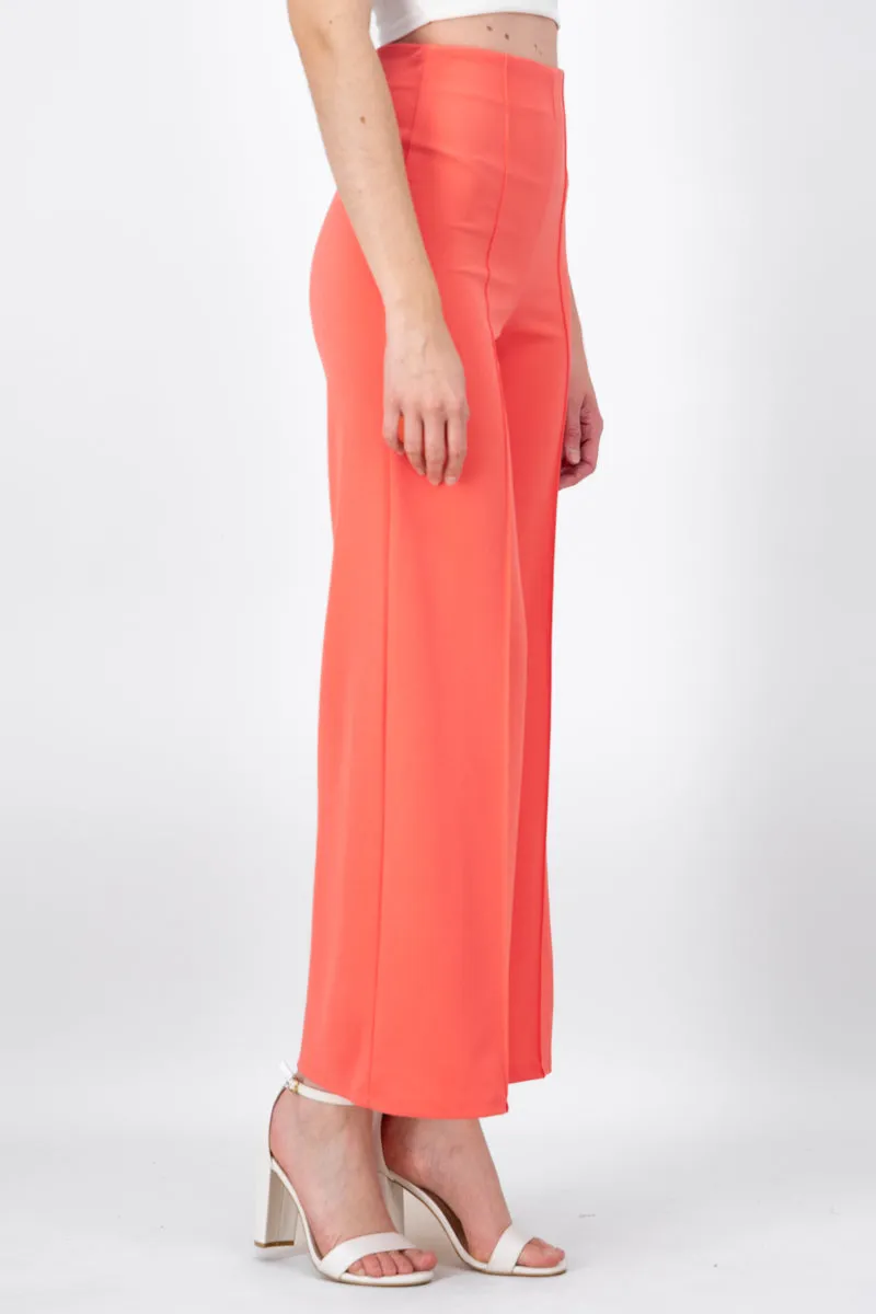 Pantalón Wide Leg Cintura Alta Costuras
