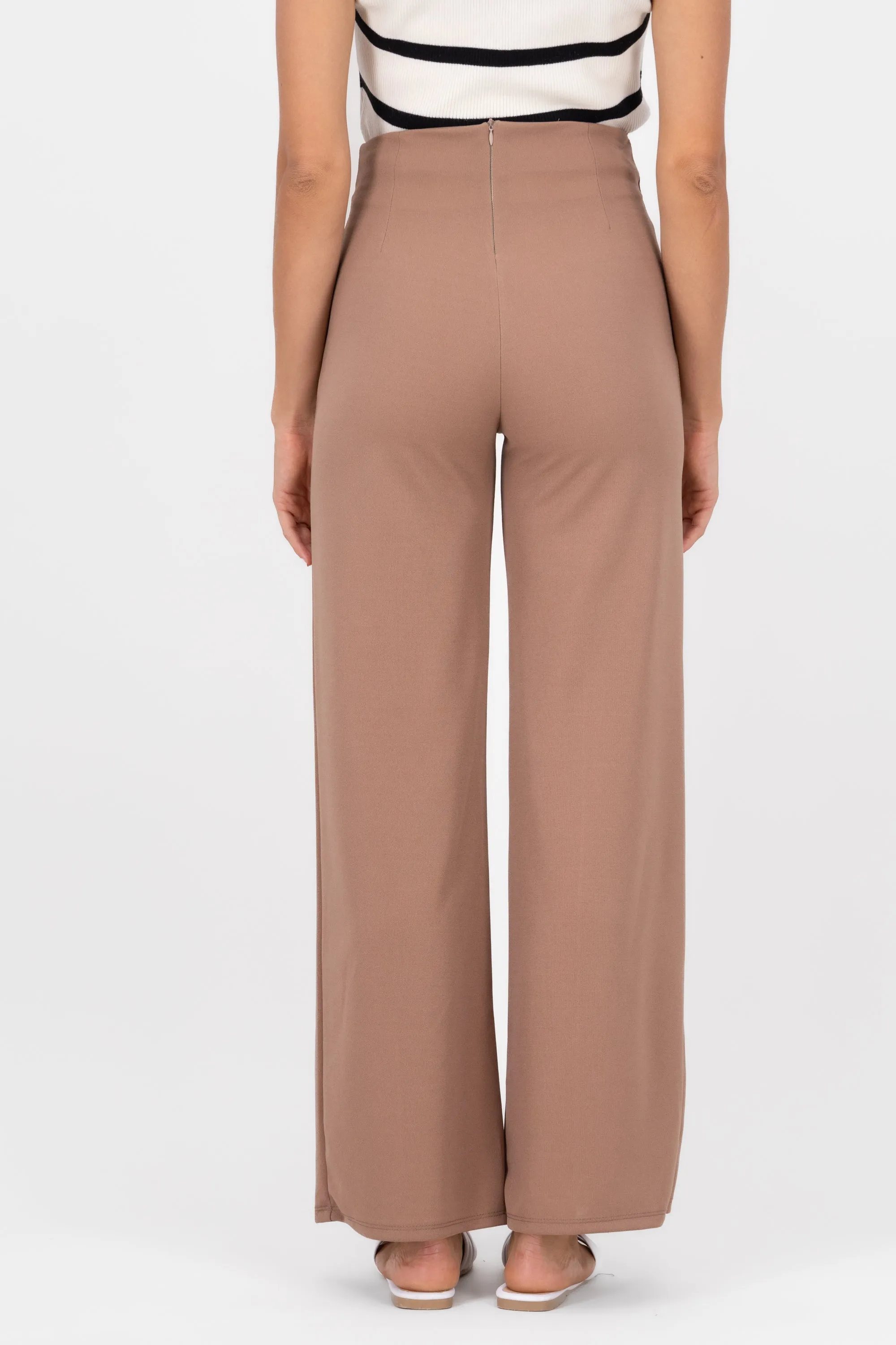 Pantalón Wide Leg Cintura Alta Costuras